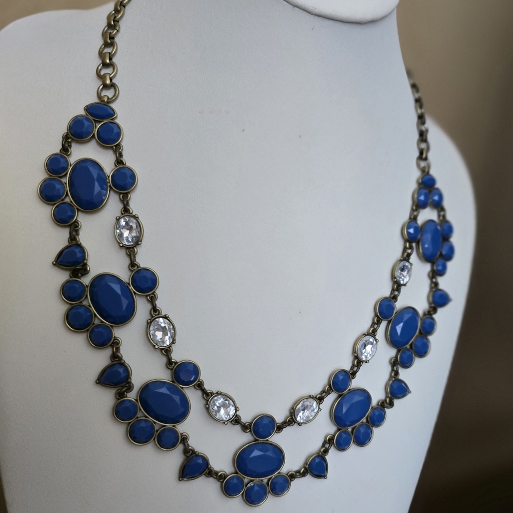 J. Crew Blue Floral Cluster Necklace